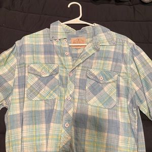 Blue Green North River Short Sleeve Button Down Medium